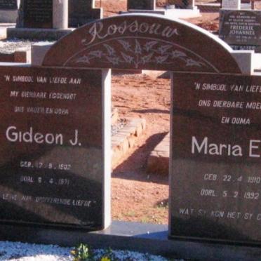 ROSSOUW Gideon J. 1907-1971 &amp; Maria E.J. 1910-1992 