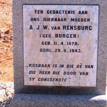 RENSBURG C.F.J., van 1874-1936 &amp; A.J.W. BURGER 1878-1943