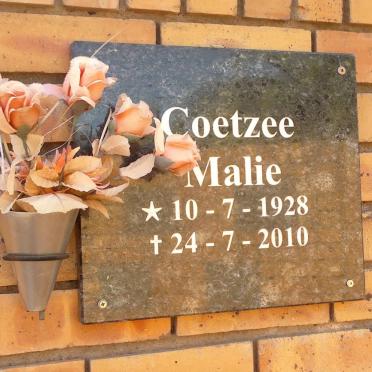 COETZEE Malie 1928-2010