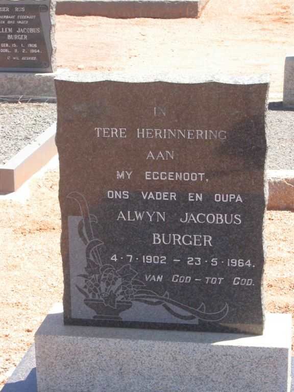 BURGER Alwyn Jacobus 1902-1964