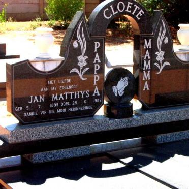 CLOETE Jan Matthys 1899-1987