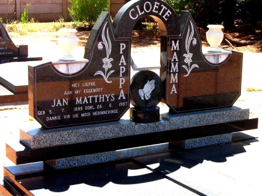 CLOETE Jan Matthys 1899-1987