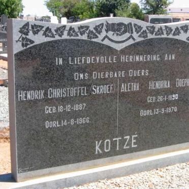 KOTZé Hendrik Christoffel 1887-1966 &amp; Aletha Hendrika Doephina 1890-1970