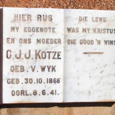 KOTZE C.J.J. nee V. WYK 1866-1941