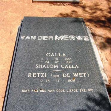 MERWE Calla, van der 1935-1992 &amp; Retzi DE WET 1939-
