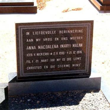 MALAN Anna Magdalena nee V. NIEKERK 1910-1976
