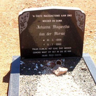 MERWE Johanna Magaretha, van der 1894-1980
