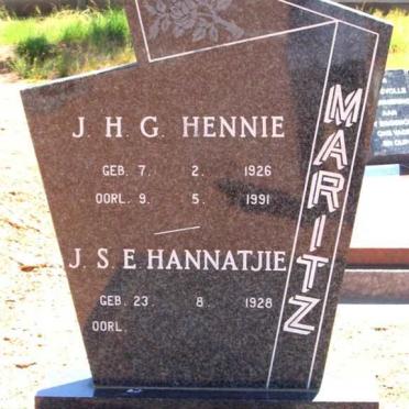 MARITZ J.H.G. 1926-1991 &amp; J.S.E. 1928-