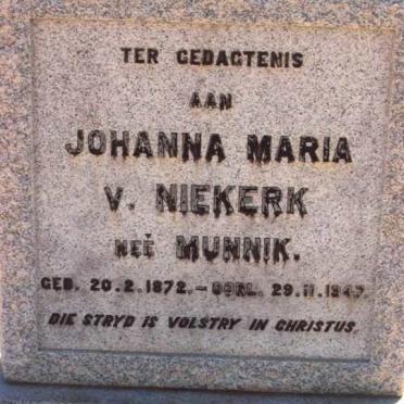 NIEKERK Johanna Maria, v. nee MUNNIK 1872-1947