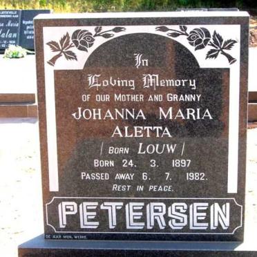 PETERSEN Johanna Maria Aletta nee LOUW 1897-1982