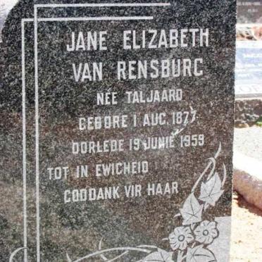 RENSBURG Jane Elizabeth, van nee TALJAARD 1877-1959