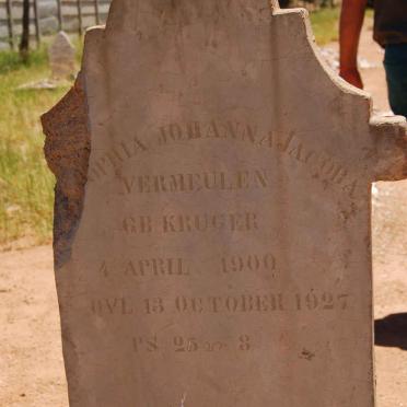 VERMEULEN Sophia Johanna Jacoba nee KRUGER 1900-1927