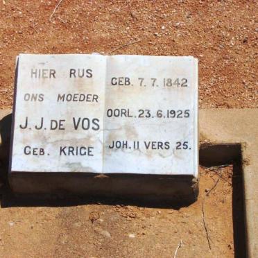 VOS J.J., de nee KRIGE 1842-1925