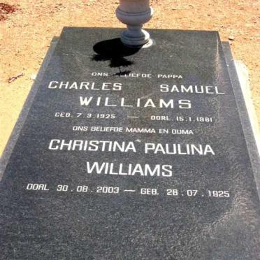 WILLIAMS Charles Samuel 1925-1981 &amp; Christina Paulina 1925-2003