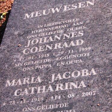 MEUWESEN Johannes Coenraad 1915-1999 &amp; Maria Jacoba Catharina 1919-2007