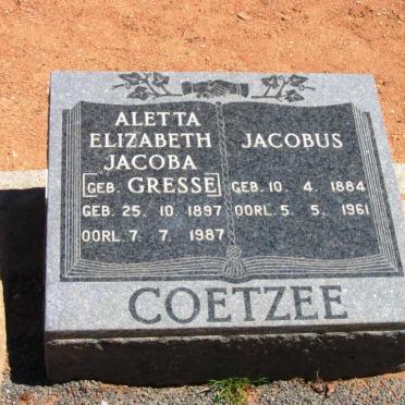 COETZEE Jacobus 1884-1961 &amp; Aletta Elizabeth Jacoba GRESSE 1897-1987