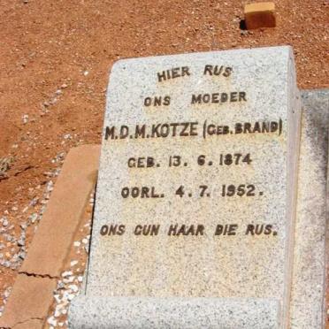 KOTZE M.D.M. nee BRAND 1874-1952