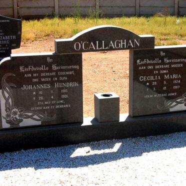 O'CALLAGHAN Johannes Hendrik 1916-1981 &amp; Cecilia Maria 1924-1987