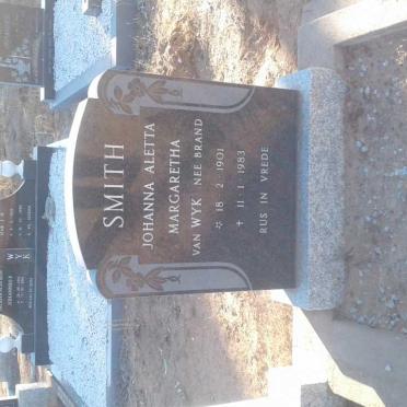 SMITH Johanna Aletta Margaretha, VAN WYK nee BRAND 1901-1983