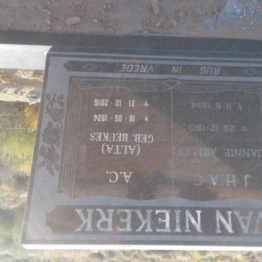 NIEKERK J.H.A.C., van 1913-1994 &amp; A.C. BEUKES 1924-2016