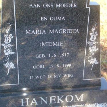 HANEKOM Maria Magrieta 1917-1999