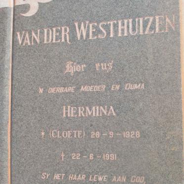 WESTHUIZEN Hermina, van der nee CLOETE 1928-1991