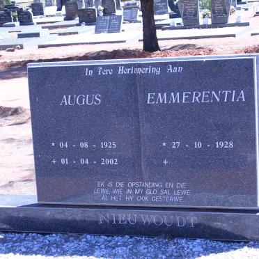 NIEUWOUDT Augus 1925-2002 &amp; Emmerentia 1928-