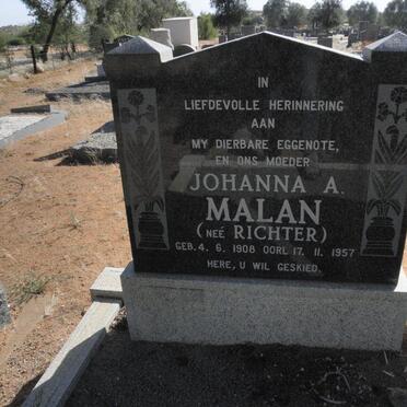 MALAN Johanna A. nee RICHTER 1908-1957