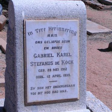KOCK Gabriel Karel Stefanus, de 1912-1935