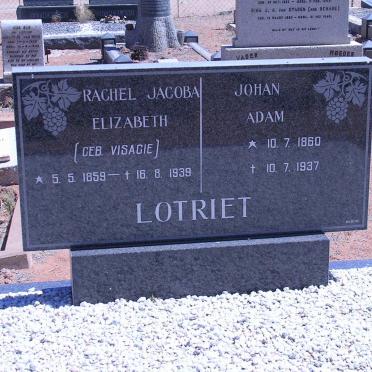 LOTRIET Johan Adam 1850-1937 &amp; Rachel Jacoba Elizabeth VISAGIE 1859-1937