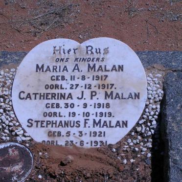 MALAN Maria A. 1917-1917, MALAN Catherina J.P. 1918-1919, MALAN Stephanus F. 1921-1931
