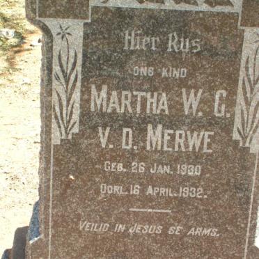MERWE Martha W.G., v.d. 1930-1932