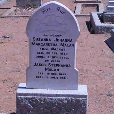 MALAN Jakob Stephanus 1847-1931 &amp; Susanna Johanna Margaretha MALAN 1857-1923