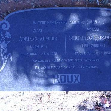 ROUX Adriaan Almero 1864-1956 &amp; Gertbreg Elizabeth GROBLER 1875-1950