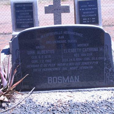 BOSMAN Dirk Albertus 1878-1962 &amp; Elizabeth Cathrina M. VAN DYK 1884-1960