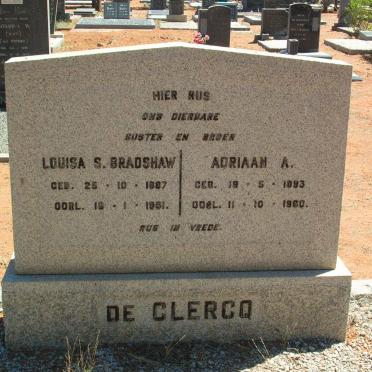 CLERCQ Adriaan A., de 1893-1960 &amp; Louisa S. BRADSHAW 1887-1961