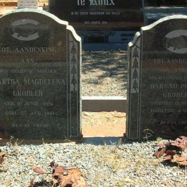 GROBLER Barend Petrus 1873-1949 &amp; Martha Magdelena 1881-1951