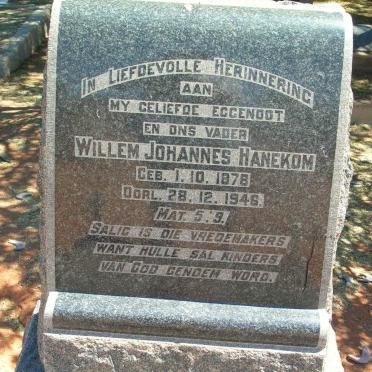 HANEKOM Willem Johannes 1878-1946