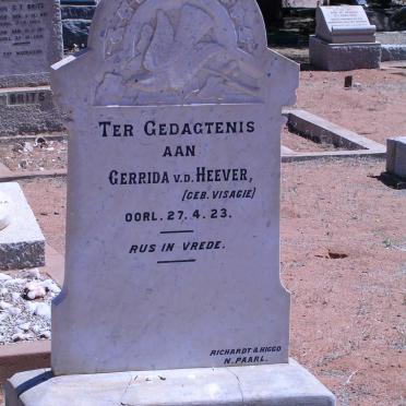 HEEVER Gerrida, v. d. geb. VISAGIE    -1923
