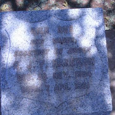 HANEKOM D.J.F. 1904-1951