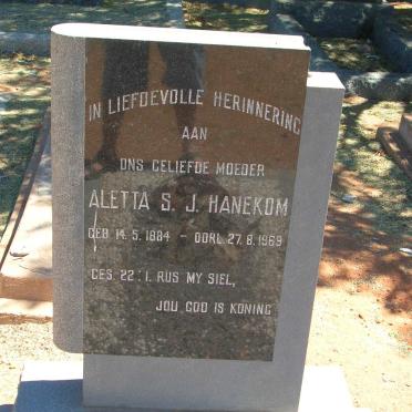 HANEKOM Aletta S.J. 1884-1969