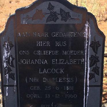 LACOCK Johanna Elizabeth nee DU PLESSIS 1881-1960