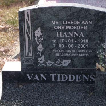TIDDENS Hanna, van 1910-2001