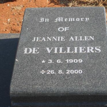 VILLIERS Jeannie Allen, de 1909-2000
