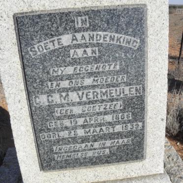 VERMEULEN C.G.M. nee COETZEE 1866-1939