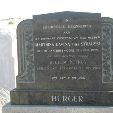 BURGER Willem Petrus 1879-1966 &amp; Marthina Davina STRAUSS 188