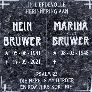 BRUWER Hein 1941-2021 &amp; Marina 1948-  