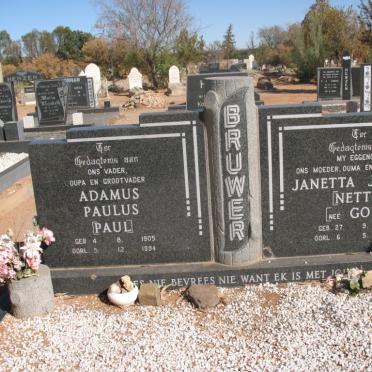 BRUWER Adamus Paulus 1905-1994 &amp; Janetta Jacoba GOUS 1910-1963