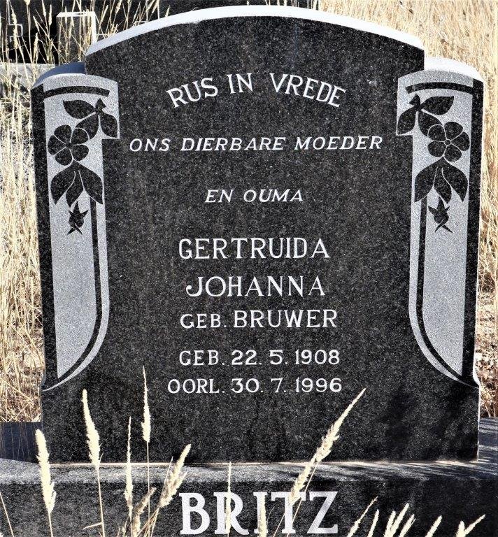 BRITZ Gertruida Johanna nee BRUWER 1908-1996