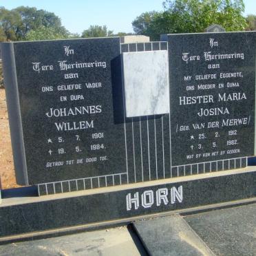 HORN Johannes Willem 1901-1984 &amp; Hester Maria Josina VAN DER MERWE 1912-1982